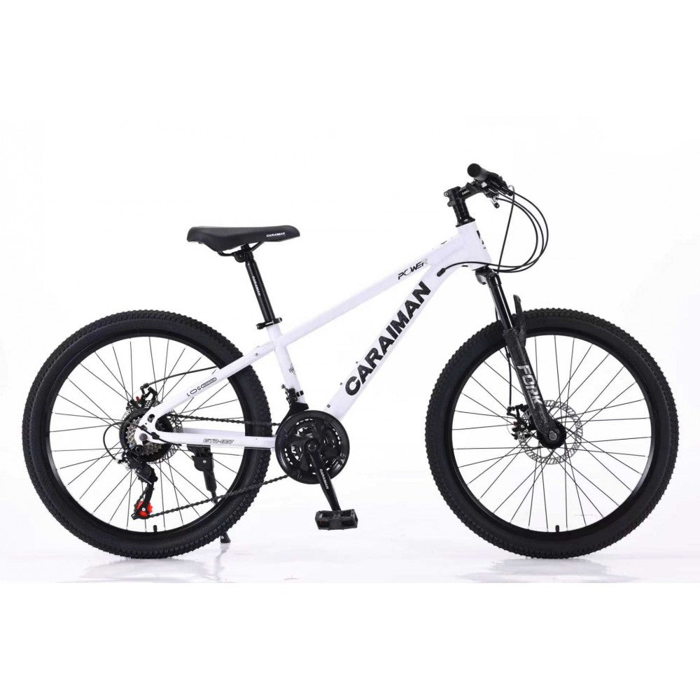 Bicicleta MTB cu Roti de 24 GTR-007, 21 Viteze, Manete Secventiale Shimano, gri/negru