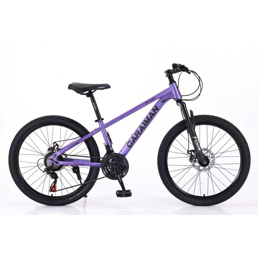 Bicicleta MTB cu Roti de 24 GTR-007, 21 Viteze, Manete Secventiale Shimano, gri/negru