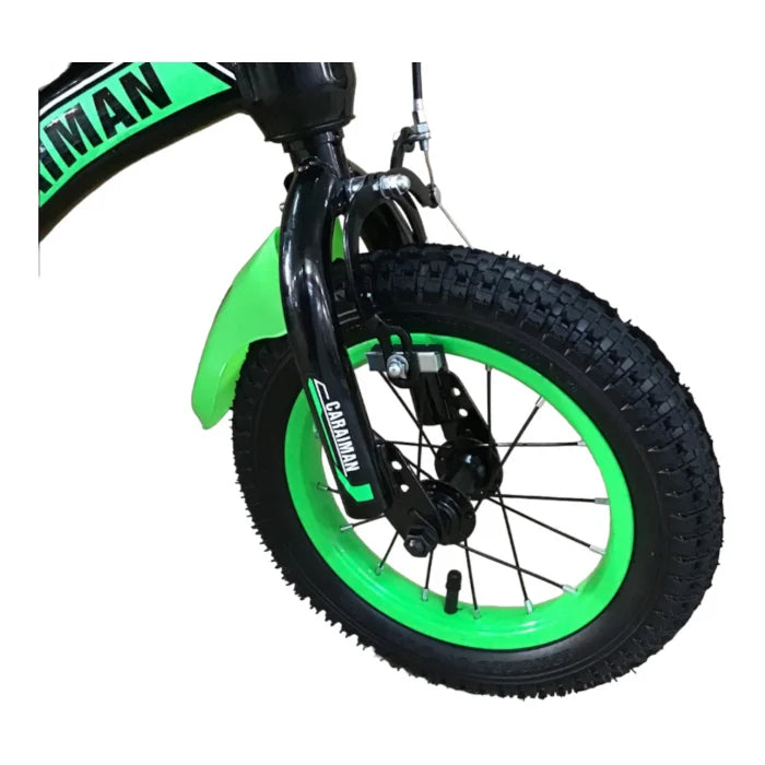 Bicicletă Caraiman, cu roți ajutătoare, roți 12 sau 14 inch, cadru oțel, verde
