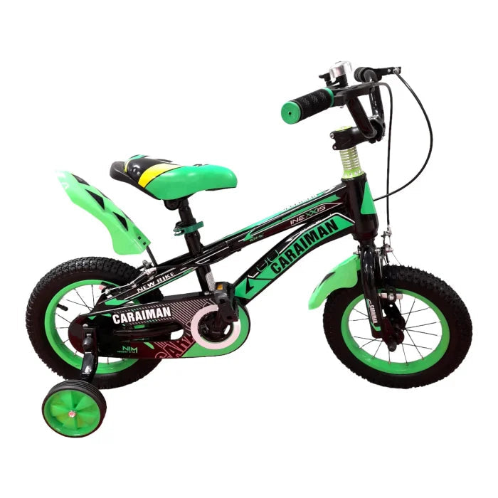 Bicicletă Caraiman, cu roți ajutătoare, roți 12 sau 14 inch, cadru oțel, verde