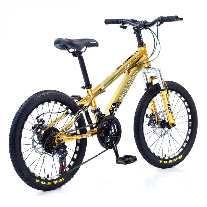 Bicicletă Caraiman, roți 20 sau 24 inch, cadru oțel, frâne pe disc, galbenă