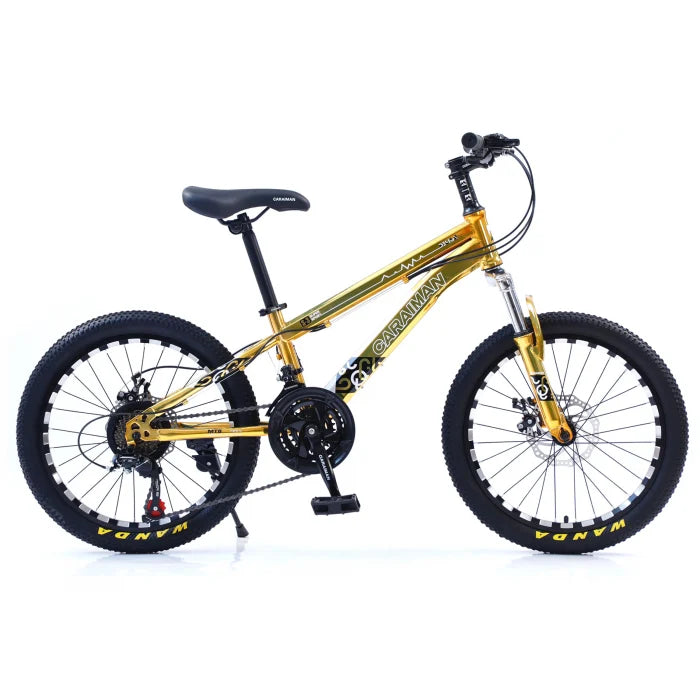 Bicicletă Caraiman, roți 20 sau 24 inch, cadru oțel, frâne pe disc, galbenă
