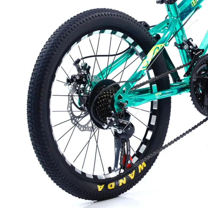 Bicicletă Caraiman, roți 20 sau 24 inch, cadru oțel, frâne pe disc, turcoaz