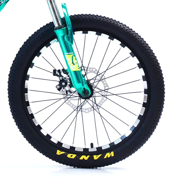 Bicicletă Caraiman, roți 20 sau 24 inch, cadru oțel, frâne pe disc, turcoaz