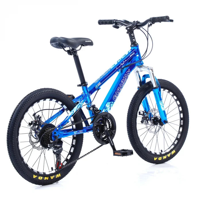 Bicicletă Caraiman, roți 20 sau 24 inch, cadru oțel, frâne pe disc, albastră
