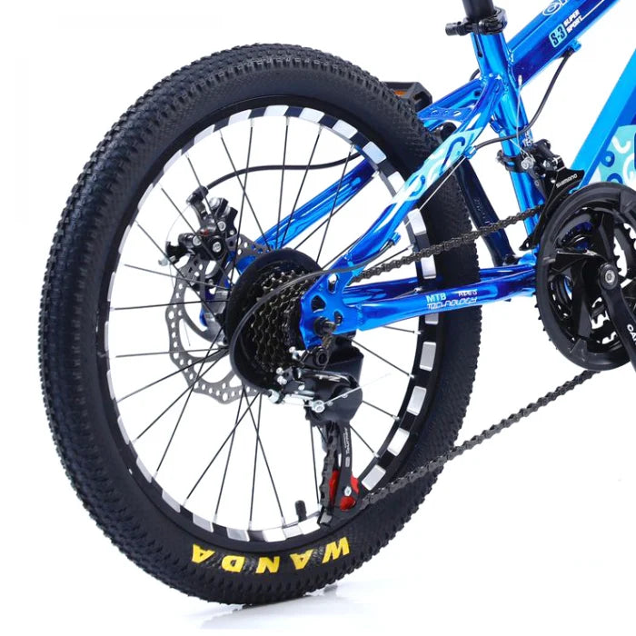 Bicicletă Caraiman, roți 20 sau 24 inch, cadru oțel, frâne pe disc, albastră