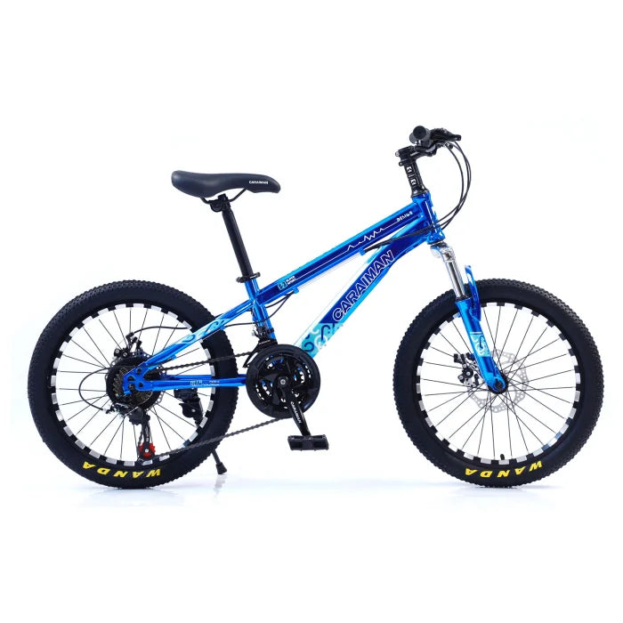 Bicicletă Caraiman, roți 20 sau 24 inch, cadru oțel, frâne pe disc, albastră