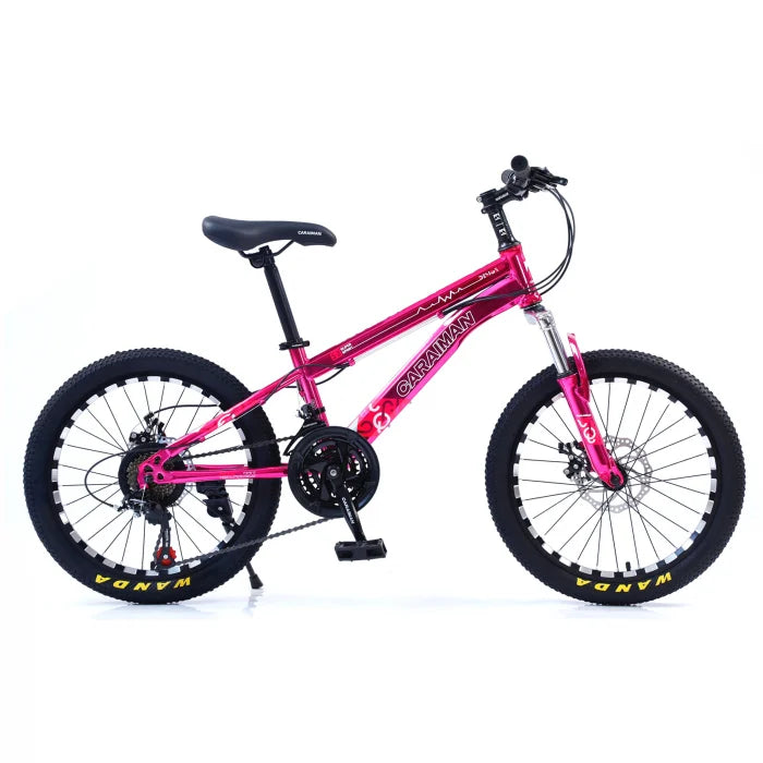 Bicicletă Caraiman, roți 20 sau 24 inch, cadru oțel, frâne pe disc, roz