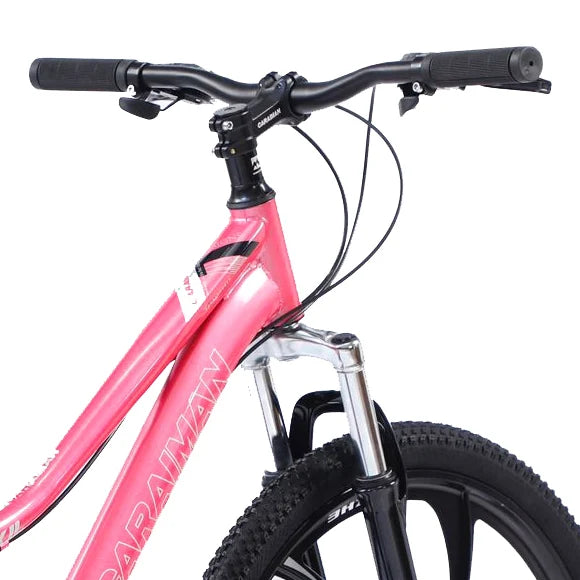 Bicicletă Caraiman, roți 24 sau 26 inch, cadru oțel, frâne pe disc, roz