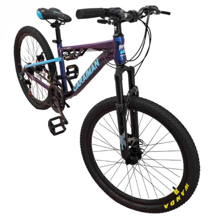 Bicicletă Caraiman, roți 26 inch, cu dublă suspensie, frâne pe disc, cameleon