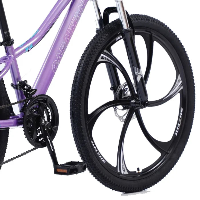 Bicicletă Caraiman, roți 24 sau 26 inch, cadru oțel, frâne pe disc, mov