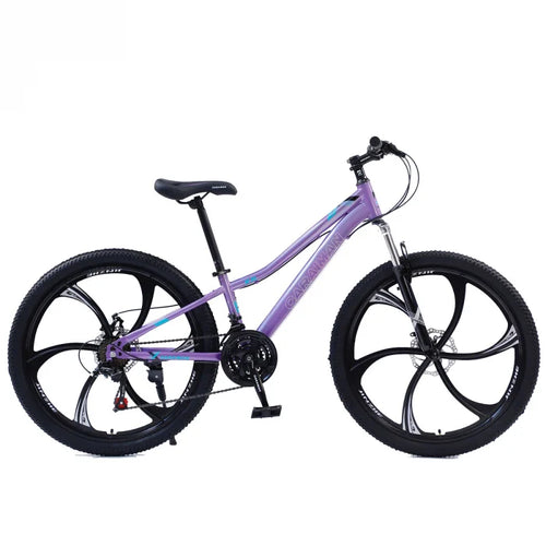 Bicicletă Caraiman, roți 24 sau 26 inch, cadru oțel, frâne pe disc, mov