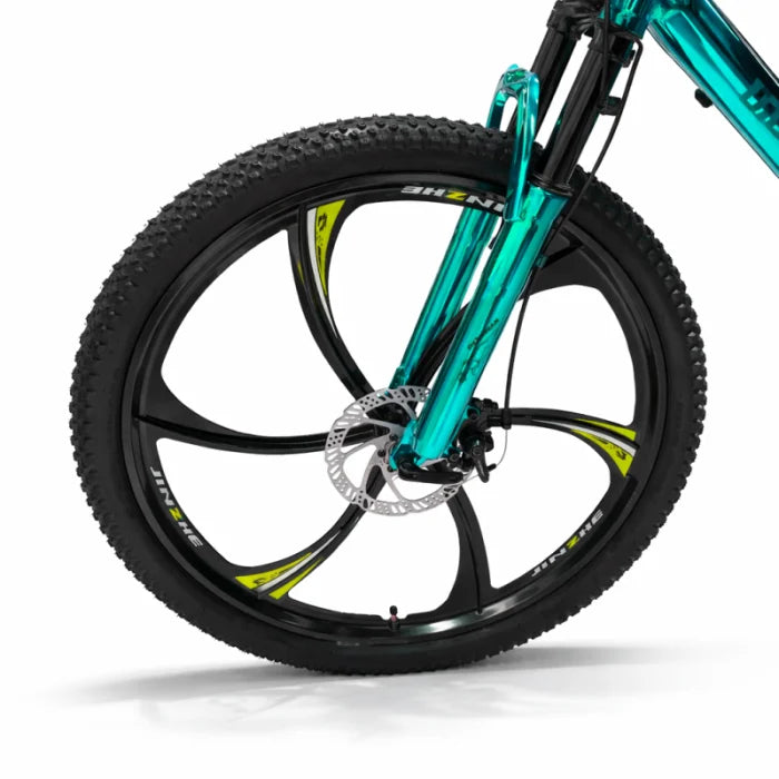 Bicicletă Caraiman, roți 26 inch, cadru oțel, frâne pe disc, turcoaz