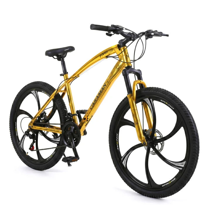 Bicicletă Caraiman, roți 26 inch, cadru oțel, frâne pe disc, aurie, BC124