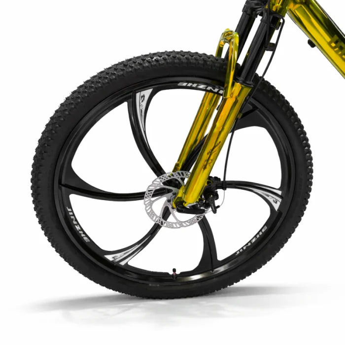 Bicicletă Caraiman, roți 26 inch, cadru oțel, frâne pe disc, aurie, BC124