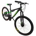 Bicicletă Caraiman, roți 24 sau 26 inch, cu dublă suspensie, frâne pe disc, negru cu verde