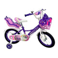 Bicicletă copii mov Caraiman 14 inch, cu roți ajutătoare, coș și scăunel păpușă