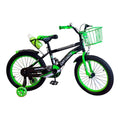 Bicicletă copii Caraiman 16 / 18 inch, roți ajutătoare, coș față și bidon apă, verde